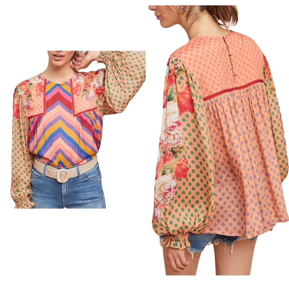 Anthropologie Bl^nk London Miranda Peasant Blouse